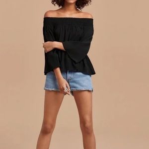 ARITZIA Talula Black Marcilly Off the Shoulder Blouse, Size XS